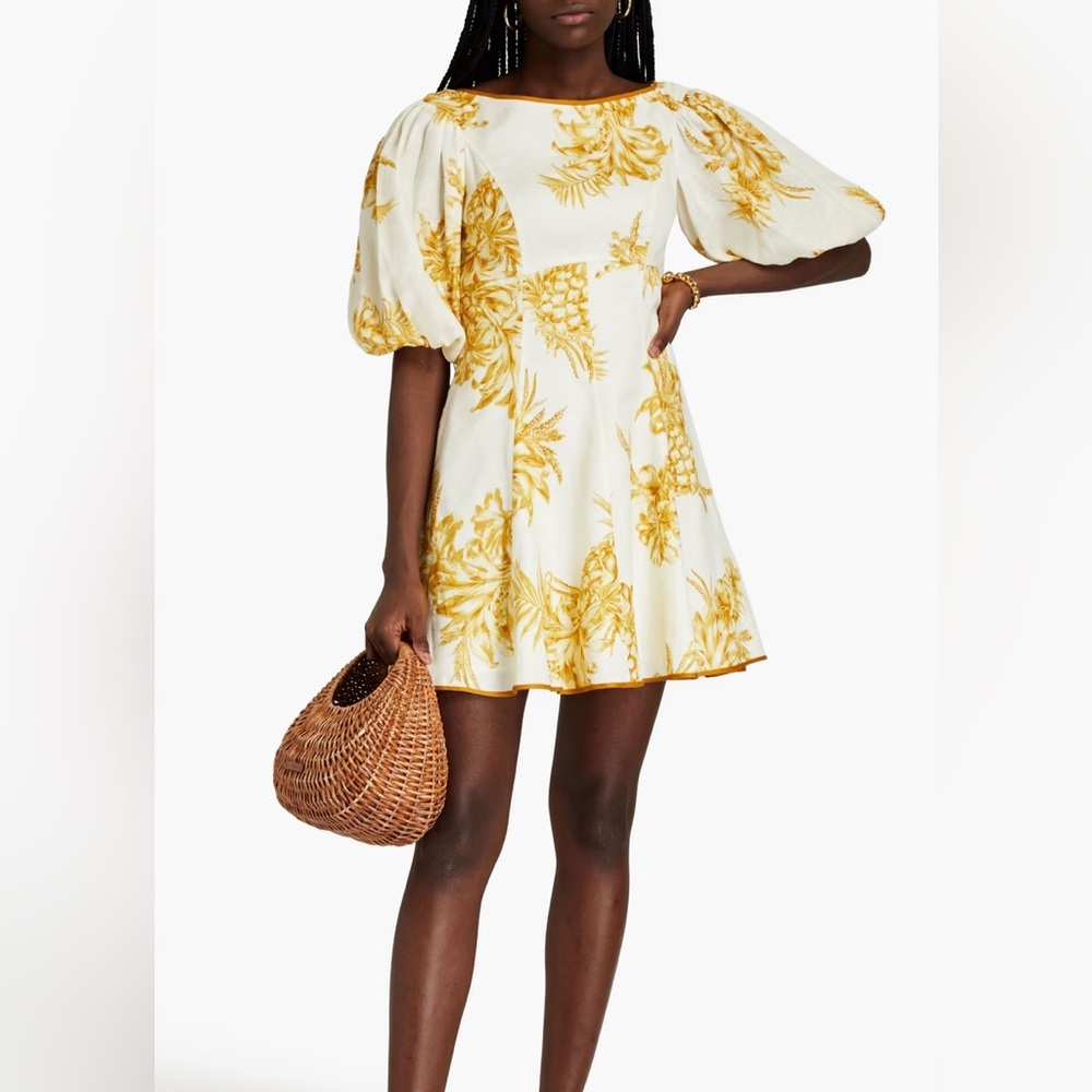 Zimmermann White and Yellow Floral Mini Dress